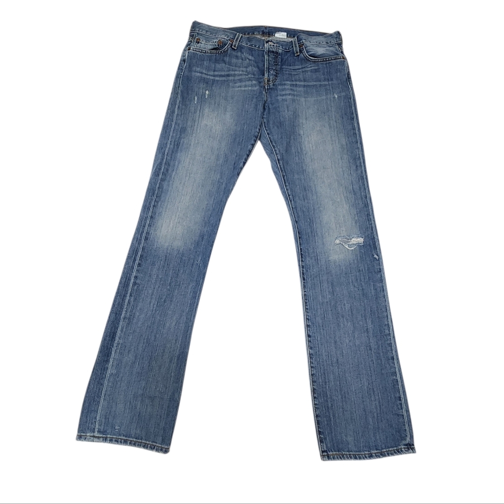 Levi's 501 Jeans Mens 33x34 Blue Denim Straight Button Fly Light Wash Classic
